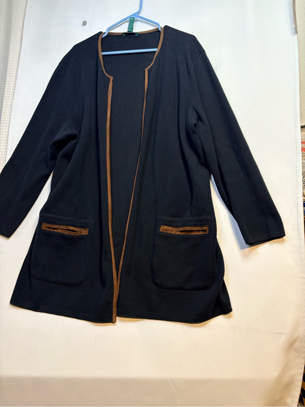 Lauren Ralph Lauren Black Cardigan with Brown Trim size 3x - Picture 2 of 14
